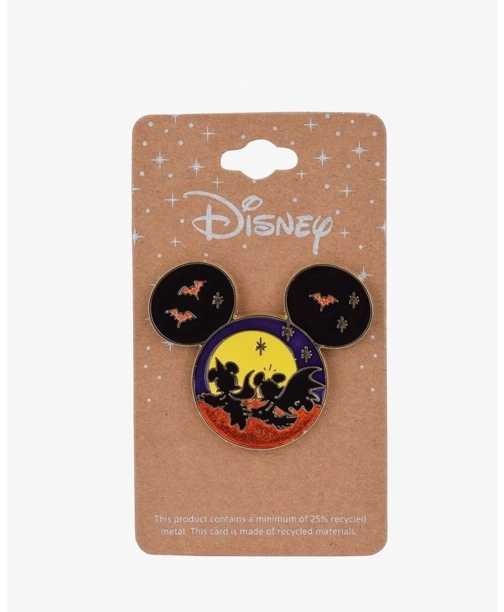 Disney Mickey Mouse Silhouette Bats Scenic Enamel Pin